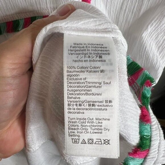 J.Crew $90 Womens Fringed Beach Tunic White Size L G4885 - Picture 5 of 7